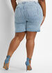 Stripe Mid Rise Denim Shorts, Blue image number 1