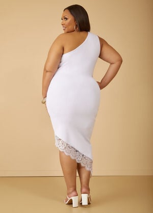 One Shoulder Bandage Dress, White image number 1