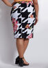 Floral Houndstooth Pencil Skirt, Multi image number 1