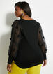 Textured Sheer Sleeve Sweater, Black image number 1