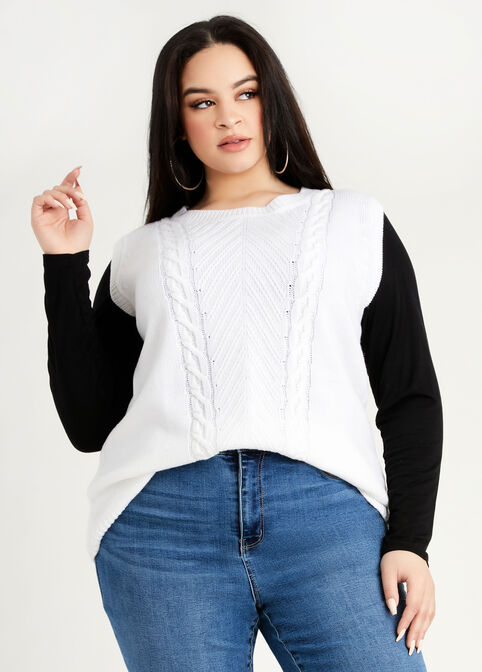 Plus Size Chic Cable Knit Sleeveless Sweater Vest image number 0
