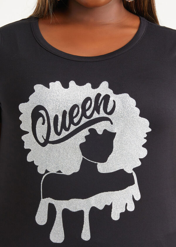 Girl Queen Glittered Graphic Tee, Black image number 2