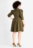 Cutout Utility Fit N Flare Dress, Olive image number 1
