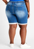 Roll Cuff Knit Cotton Denim Shorts, Medium Blue image number 1
