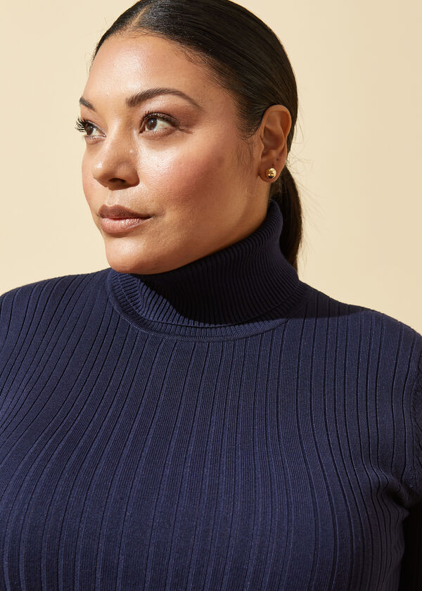 Turtleneck Ribbed Sweater, Peacoat image number 2