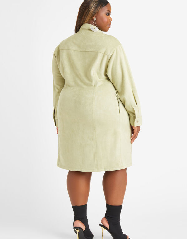 Faux Suede Shirtdress, Green image number 1