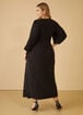 Stretch Knit Maxi Wrap Dress, Black image number 1