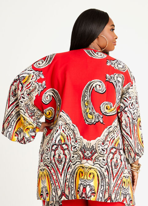 Paisley Kimono Jacket, Barbados Cherry image number 1