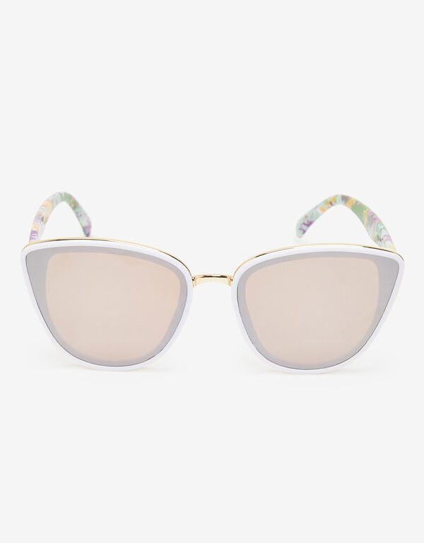 Printed Cat Eye Sunglasses, White image number 0