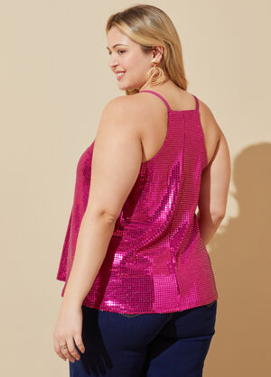 Sequin Embellished Knit Top, Fuchsia image number 1