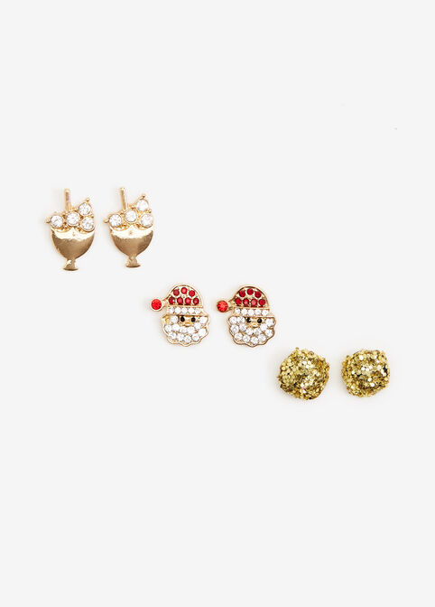 Festive Holiday Stud Earrings Set, Multi image number 0