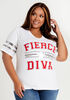 Sequin Fierce Diva Graphic Tee, White image number 0