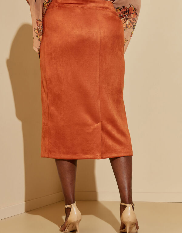 Faux Suede Pencil Skirt, Bombay Brown image number 1