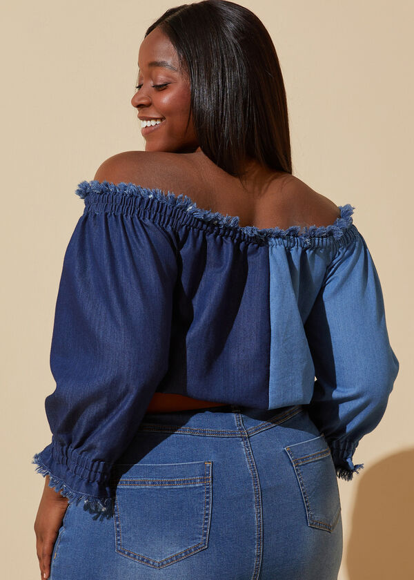 Two Tone Chambray Top, Denim image number 1