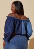 Two Tone Chambray Top, Denim image number 1