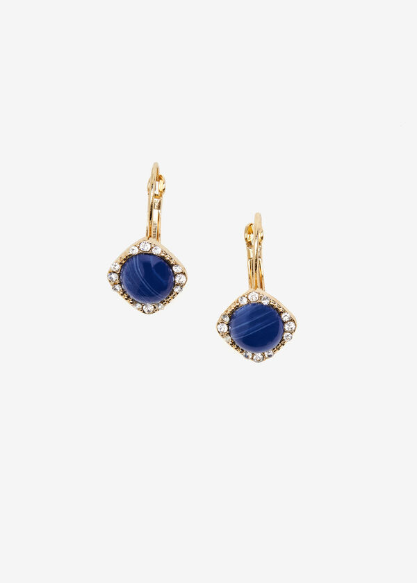 Embellished Gold Tone Earrings, Bluing image number 1