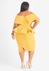 Off The Shoulder Peplum Dress, Mustard image number 1