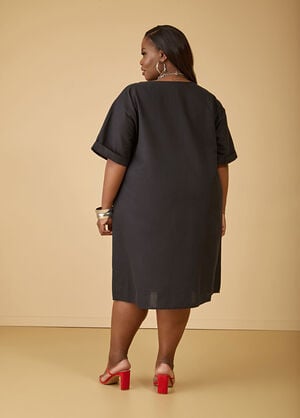 Profile Linen And Cotton Blend Dress, Black image number 1