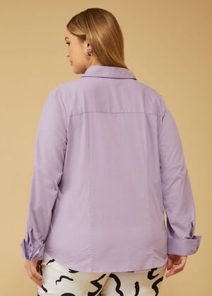 Cotton Blend Poplin Shirt, Viola image number 1