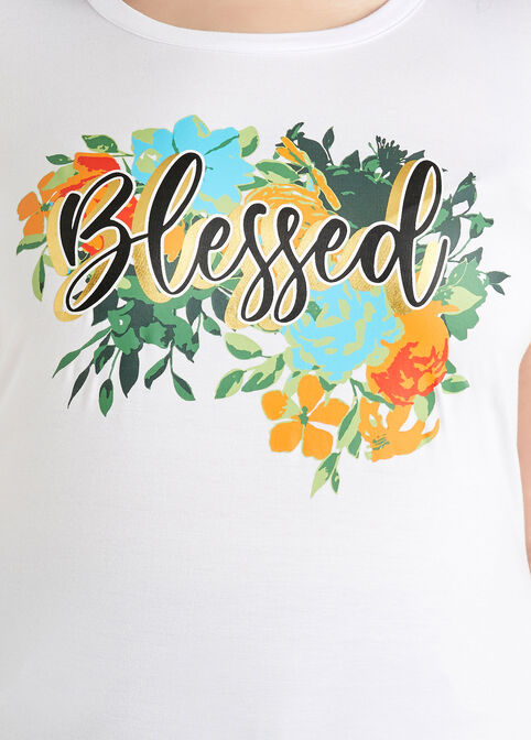 Metallic Blessed Floral Graphic Tee, White image number 1