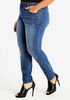 2 Button Seamed High Waist Skinny, Dk Rinse image number 0