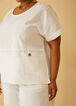 Button Detailed Linen Blend Top, White image number 2