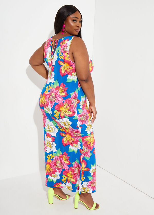 Floral Print Knit Maxi Dress, Multi image number 1