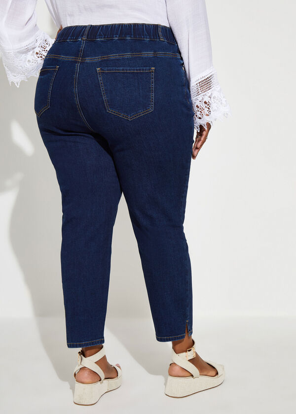 Mid Rise Two Button Skinny Jeans, Dk Rinse image number 1