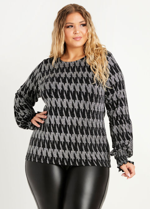 Lurex Houndstooth Keyhole Top, Silver image number 0