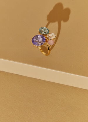 Tri Color Crystal Ring, Gold image number 0