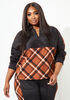 Plaid Stretch Knit Hoodie, Black Combo image number 0