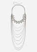 Silver Rhinestone Layered Necklace, Silver image number 0