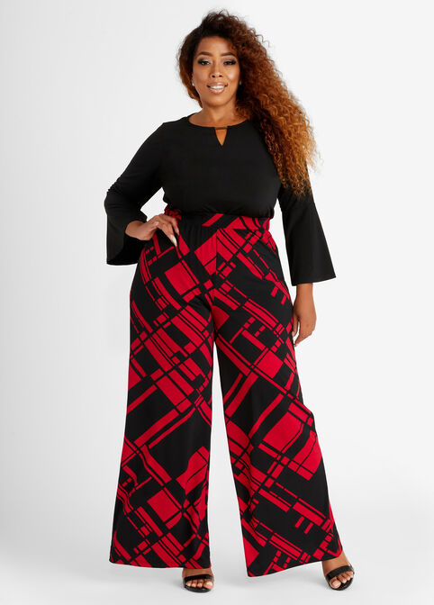 Abstract High Waist Wide Leg Pant, Jester Red image number 2