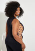 Printed Paneled Stretch Knit Tank, Black Combo image number 1