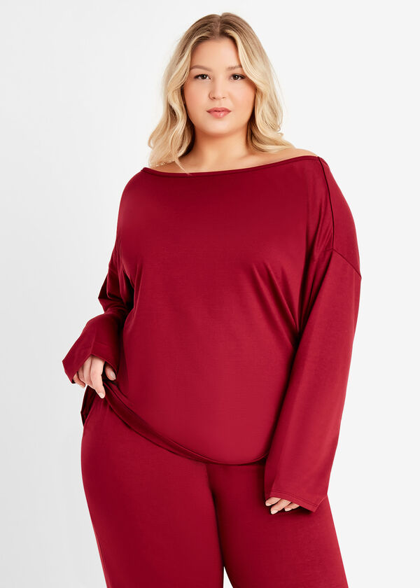 Plus Size Cozy Lounge Knit Off The Shoulder Top Joggers 2pc Sexy Set image number 0
