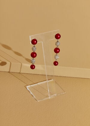 Pave Crystal And Beaded Earrings, Barbados Cherry image number 1