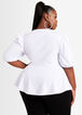 The City Short Sleeve Peplum Top, White image number 1