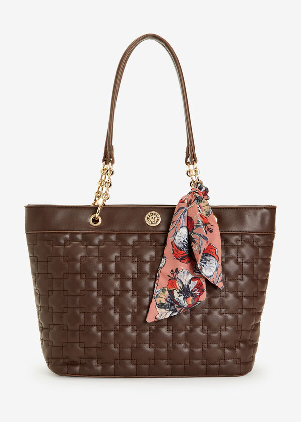 Anne Klein Quilted Tote, Chocolate Brown image number 0
