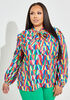 Tie Neck Abstract Print Blouse, Multi image number 0