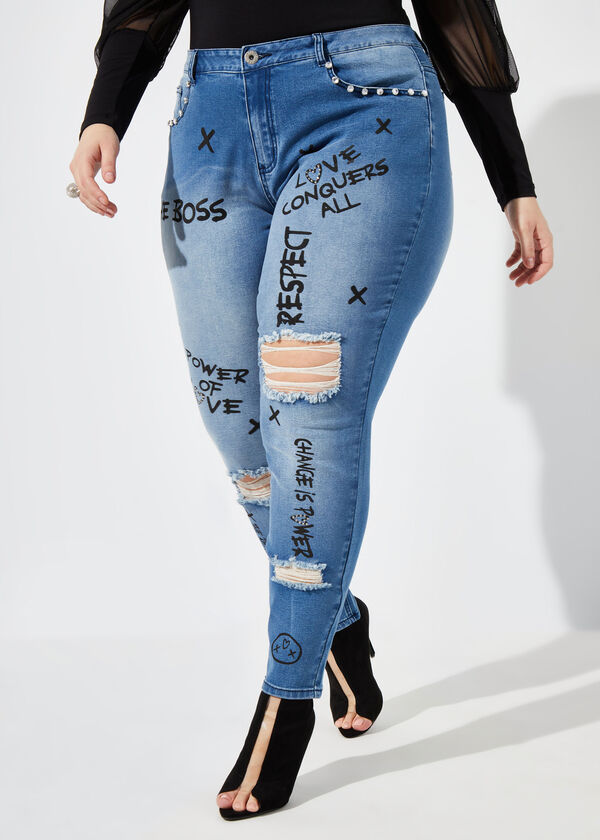 familie Overvloedig inrichting Plus Size Skinny Jeans High Rise Stretchy Denim Distressed Skinny Jean