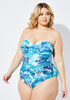 Noon Swim Tropical Print Swimsuit, Turquoise Aqua image number 2