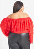 Ruffled Off The Shoulder Top, Barbados Cherry image number 1