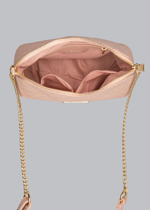 Bebe Lizzie Emboss Dome Crossbody, Rose image number 1