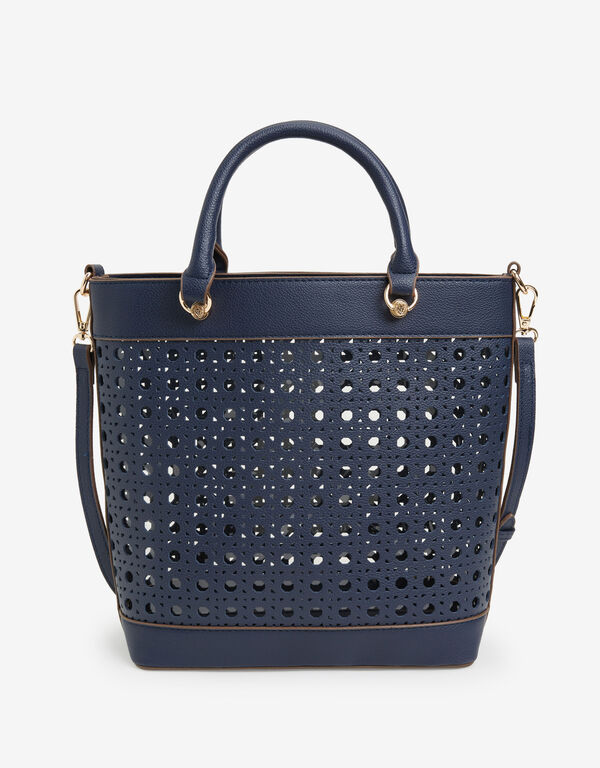 Anne Klein Perforated Tote, Navy image number 1