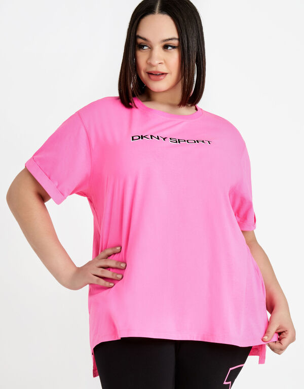 DKNY Sport Shadow Logo Tee, Bright Pink image number 0