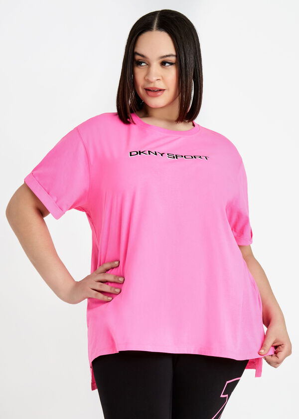 DKNY Sport Shadow Logo Tee, Bright Pink image number 0