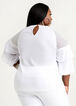 Mesh Tiered Sleeve Keyhole Top, White image number 1