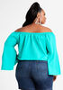 Cotton Off The Shoulder Drama Top, DEEP GREEN image number 1