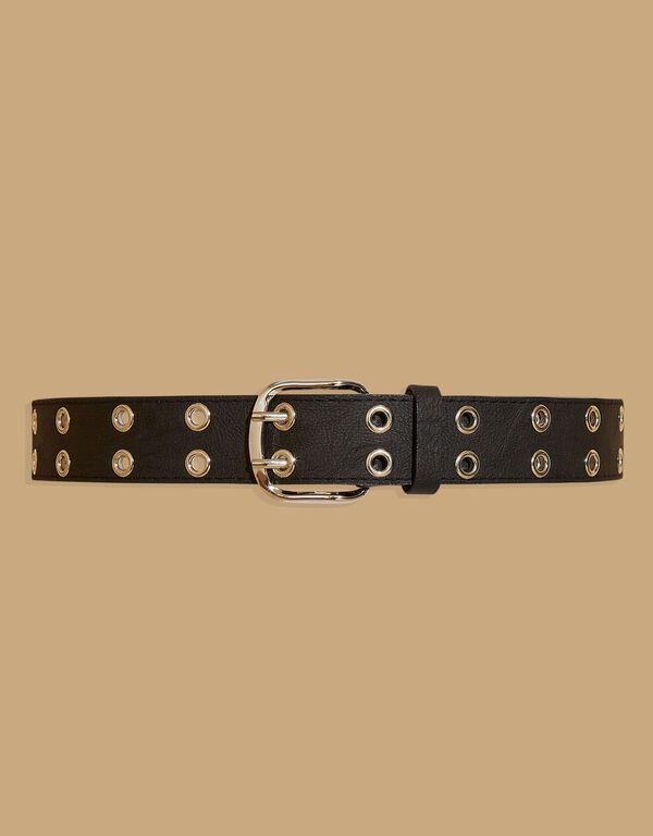 Grommet Faux Leather Belt, Black image number 1