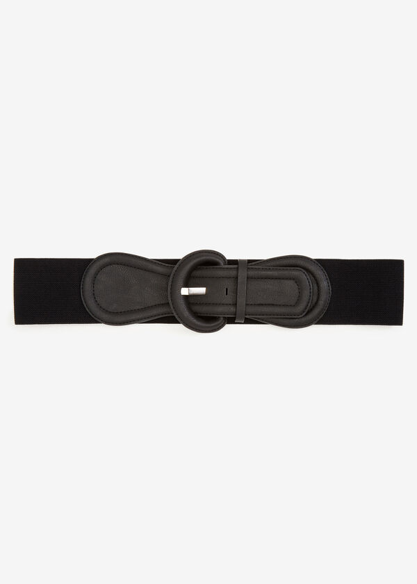Black Oversize Buckle Stretch Belt, Black image number 1